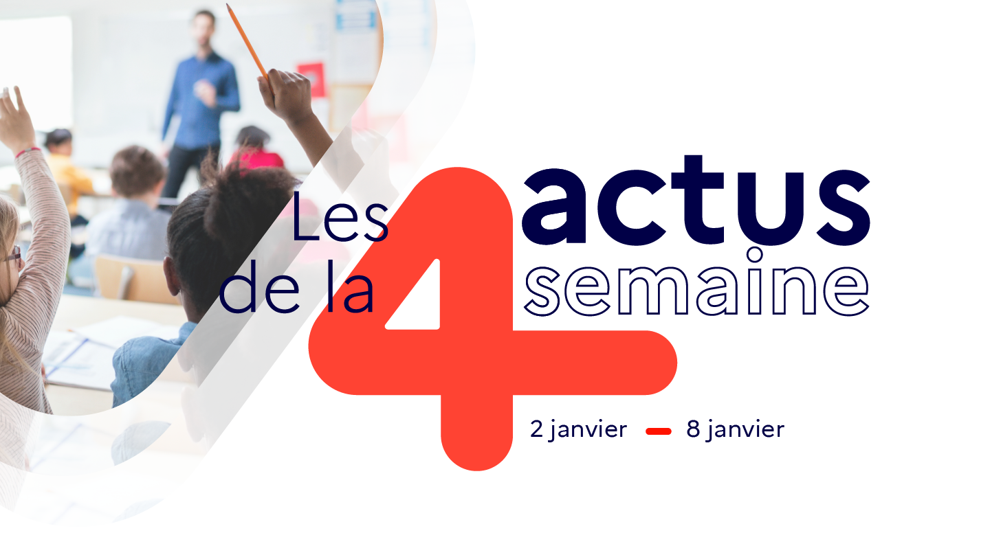 Visuel des quatre actualités gouvernementales de la semaine du 2 au 8 janvier 2023.