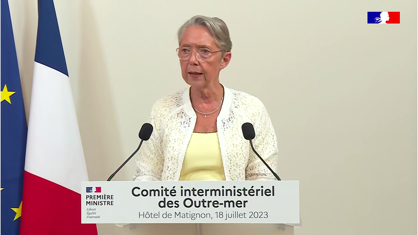 Prise de parole de la Première ministre Élisabeth Borne à l’issue du Comité interministériel des Outre-mer (CIOM).