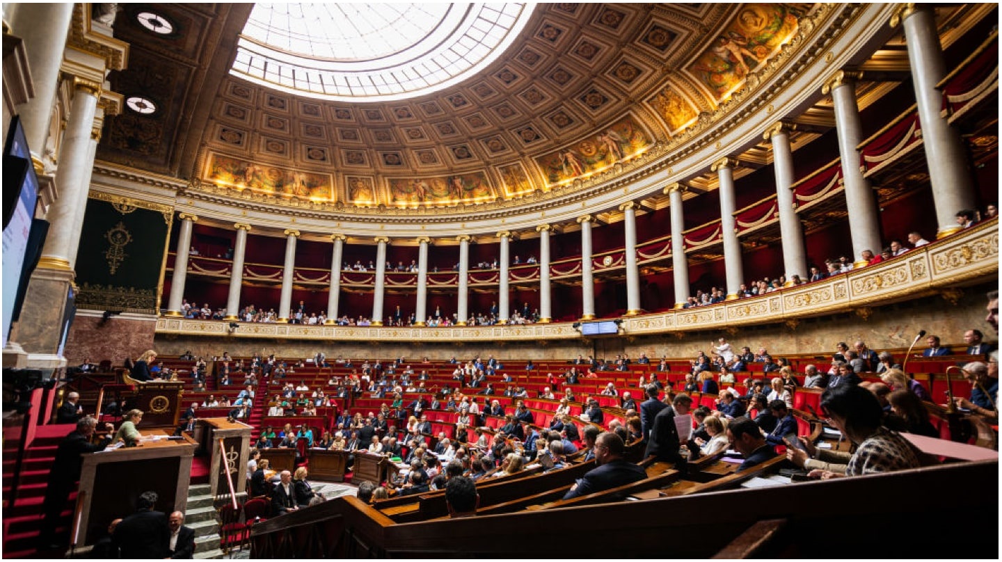Photo de l'hémicycle de l'Assemblée nationale.