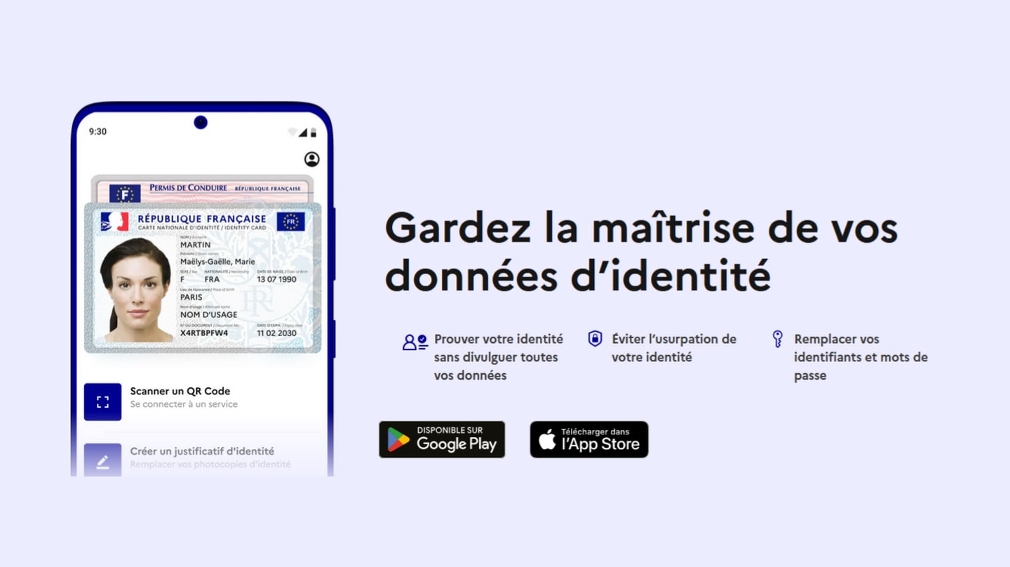Visuel de l'application France identité et du permis de conduire numérique.