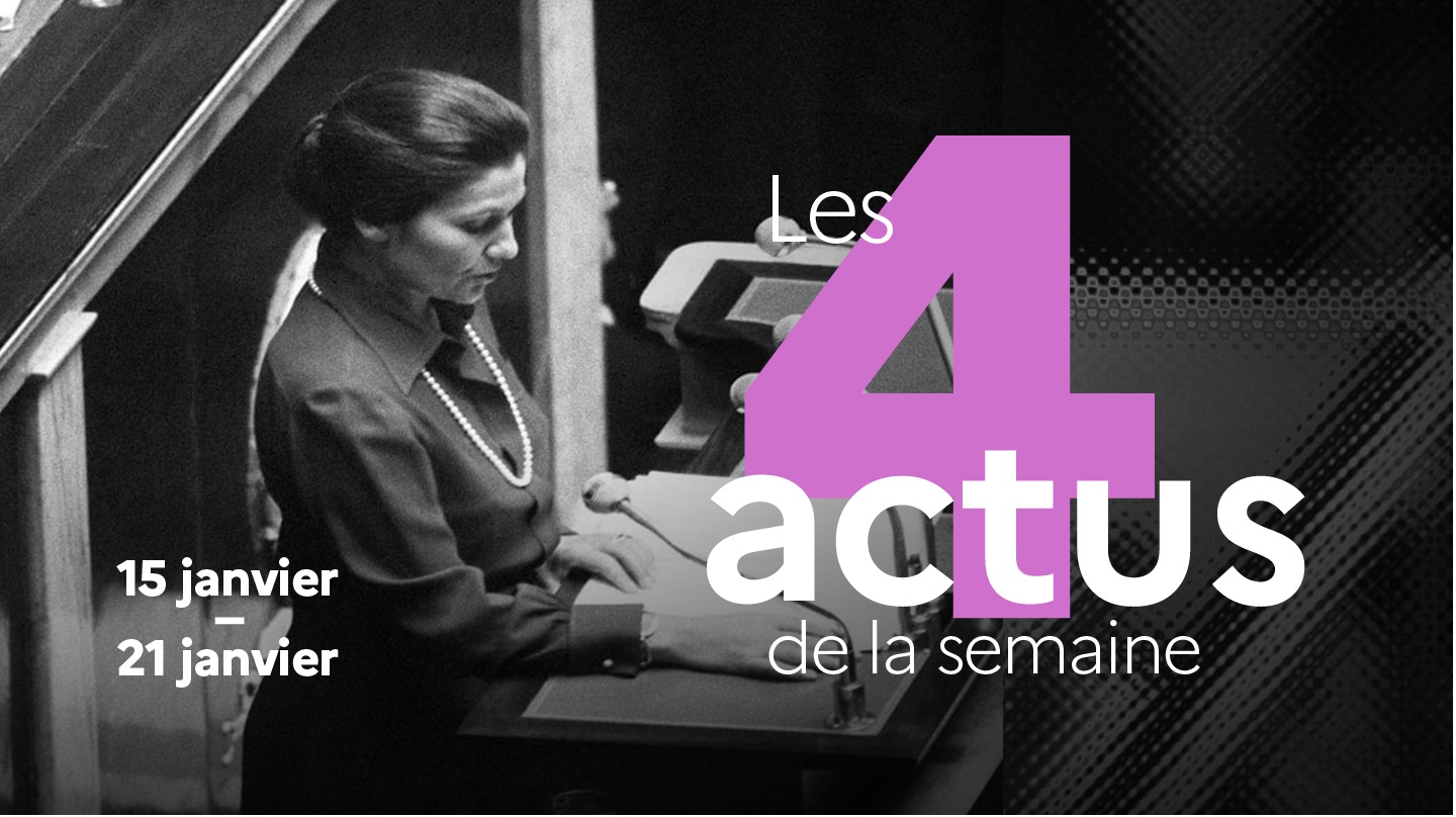 Simone Veil_Visuel des quatre actualités de la semaine du 15 au 21 janvier 2024.