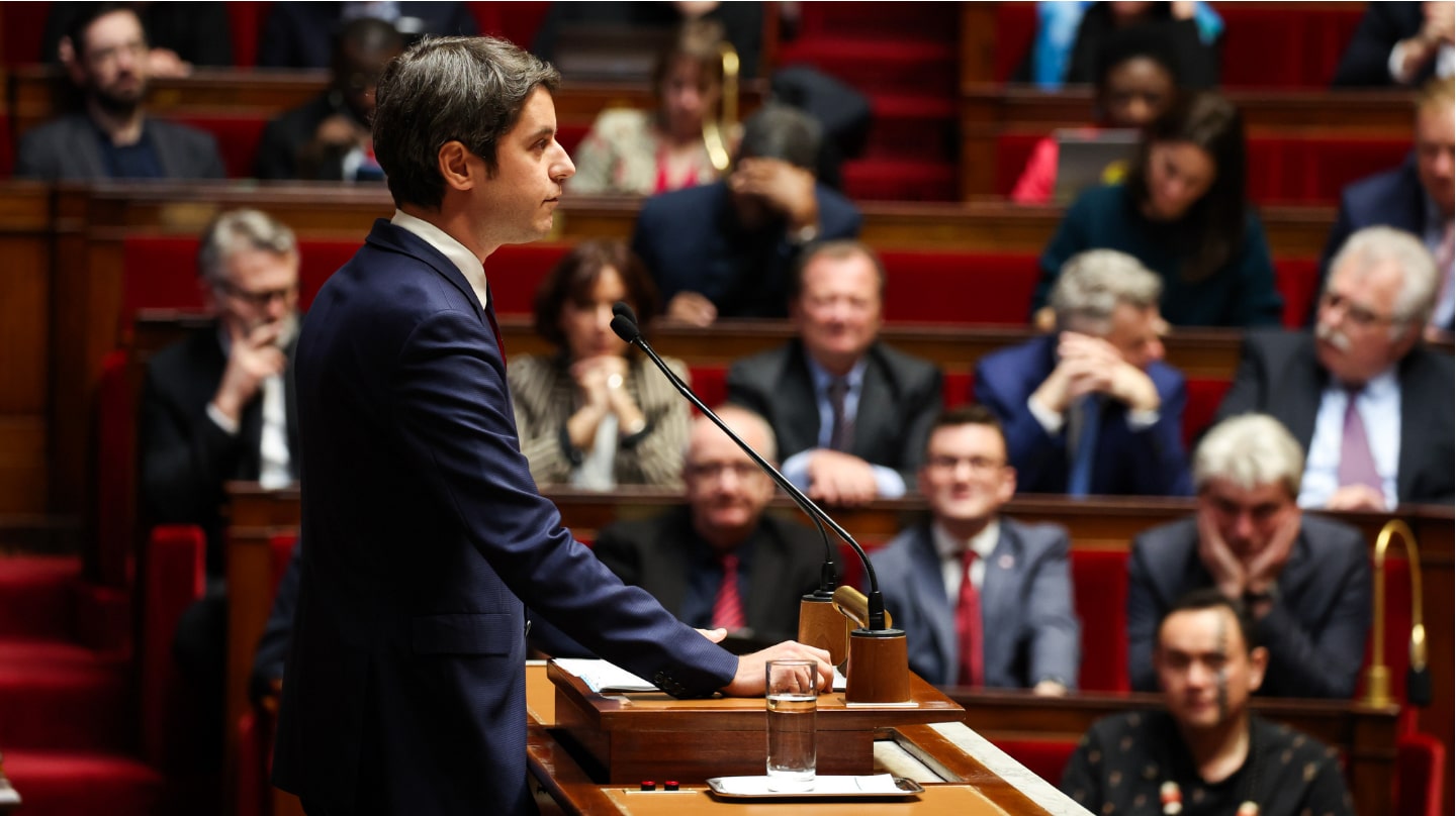 Le Premier ministre Gabriel Attal durant sa déclaration de politique générale, le mardi 30 janvier 2024.