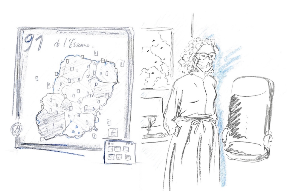 Caroline Wuattier et une carte de l'Essonne