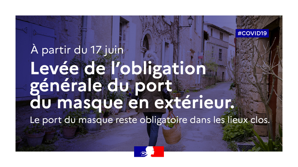Levée de l'obligation générale du port du masque en extérieur