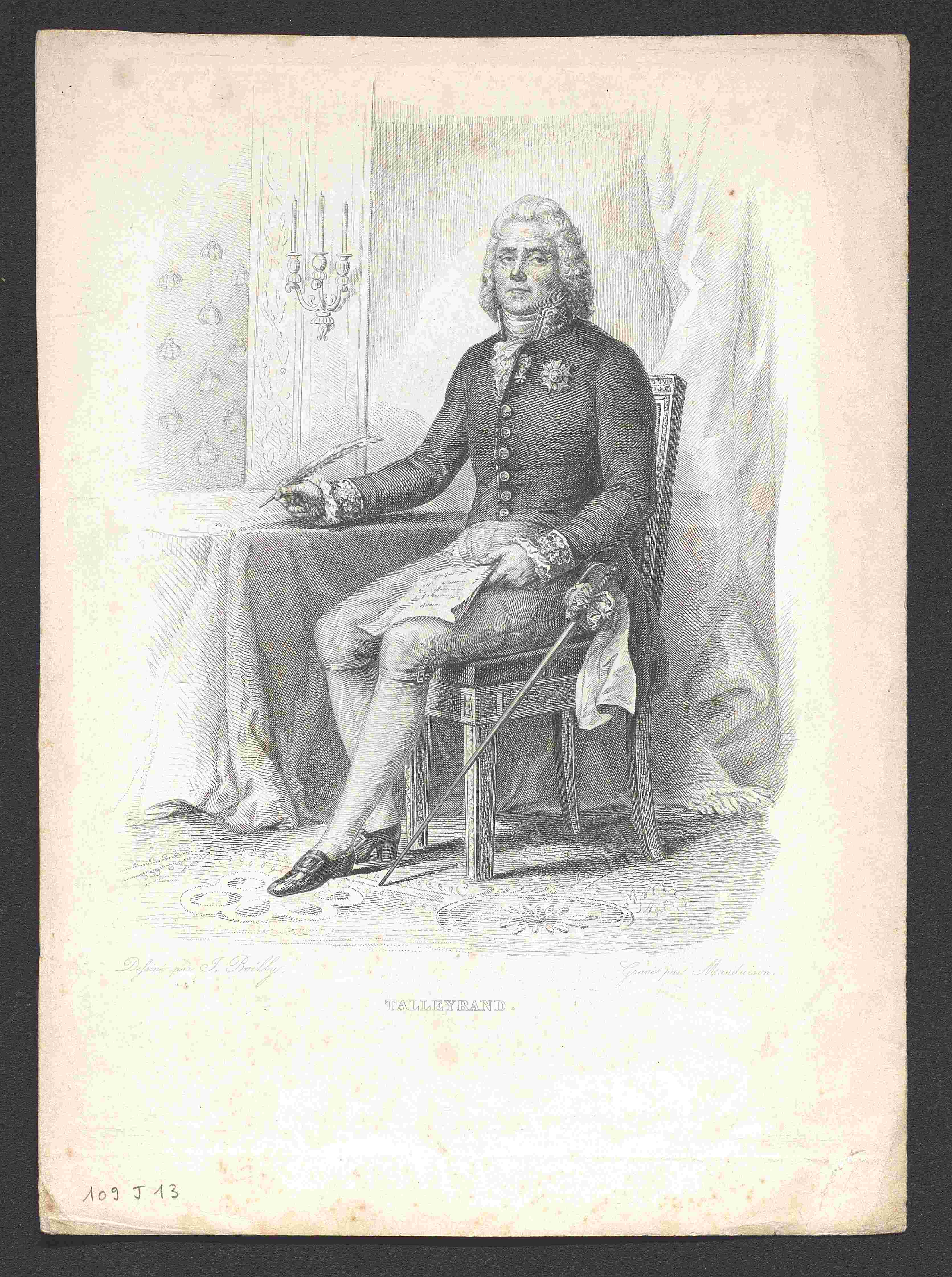 Portrait
de Charles-Maurice de Talleyrand-Périgord. Dessiné
par J. Boilly / Gravé par Mauduison.