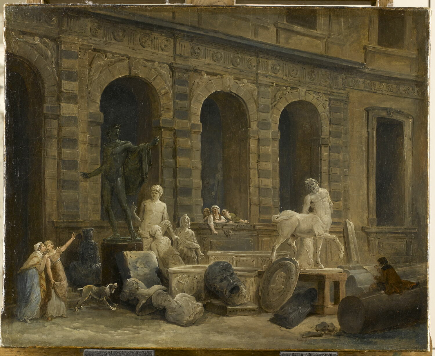 Hubert Robert, Le dessinateur d’antiques devant la petite galerie du
Louvre. Le tableau montre notamment
le centaure Furietti provenant des collections de Grimod d’Orsay.