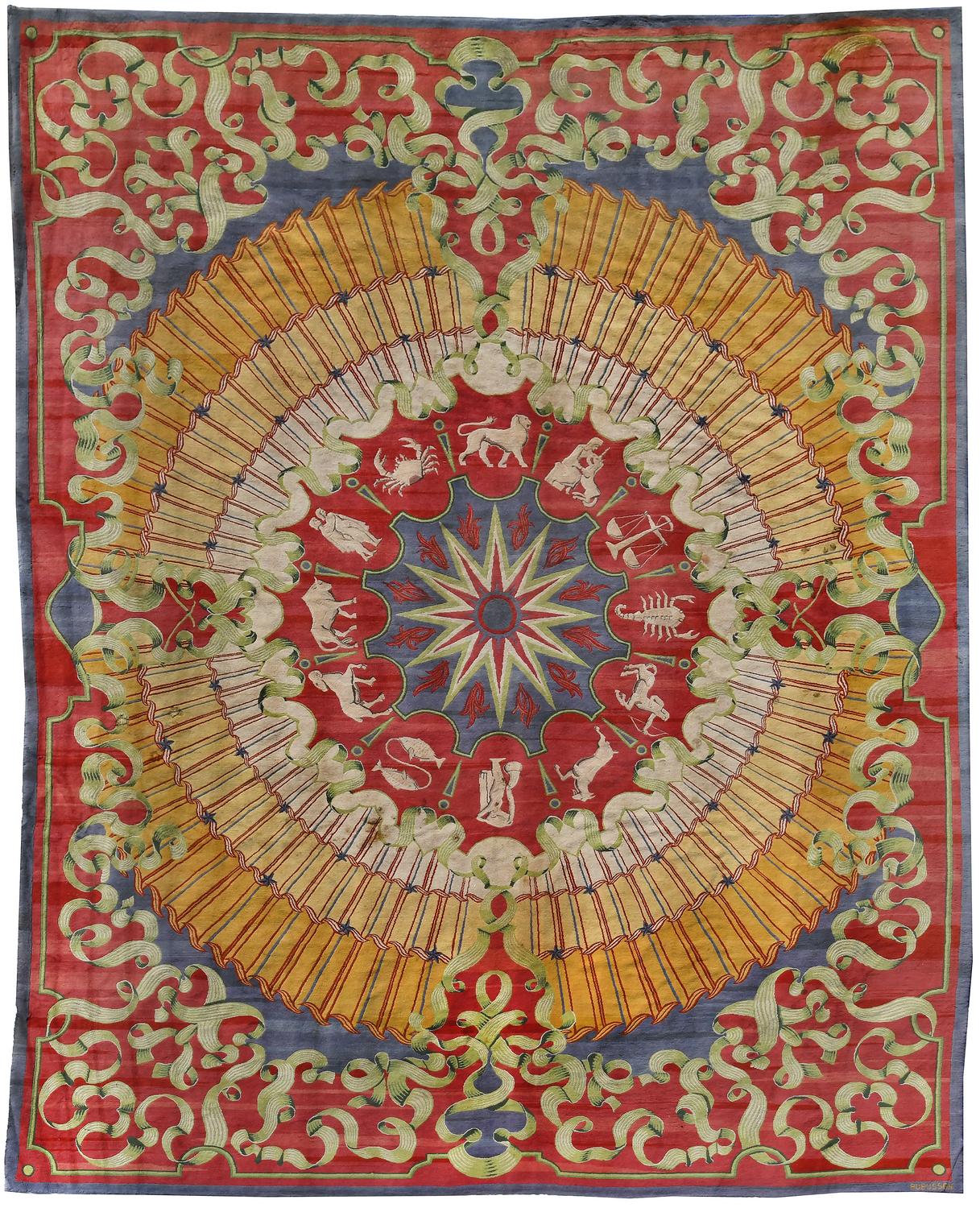 Tapis Les rubans et les signes du zodiaque, d’après Raymond Subes, 1956. Collection du Mobilier national.