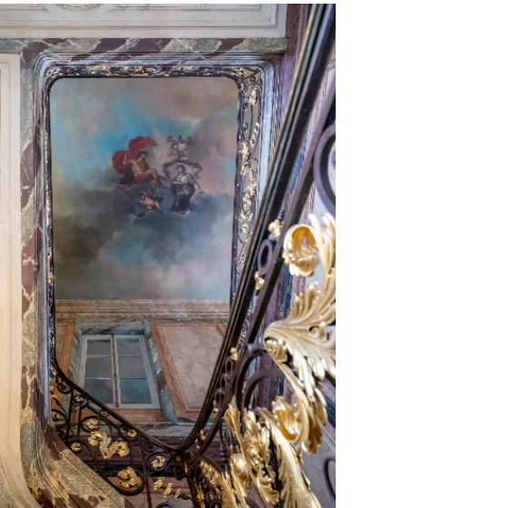 Détail du plafond peint de l'escalier