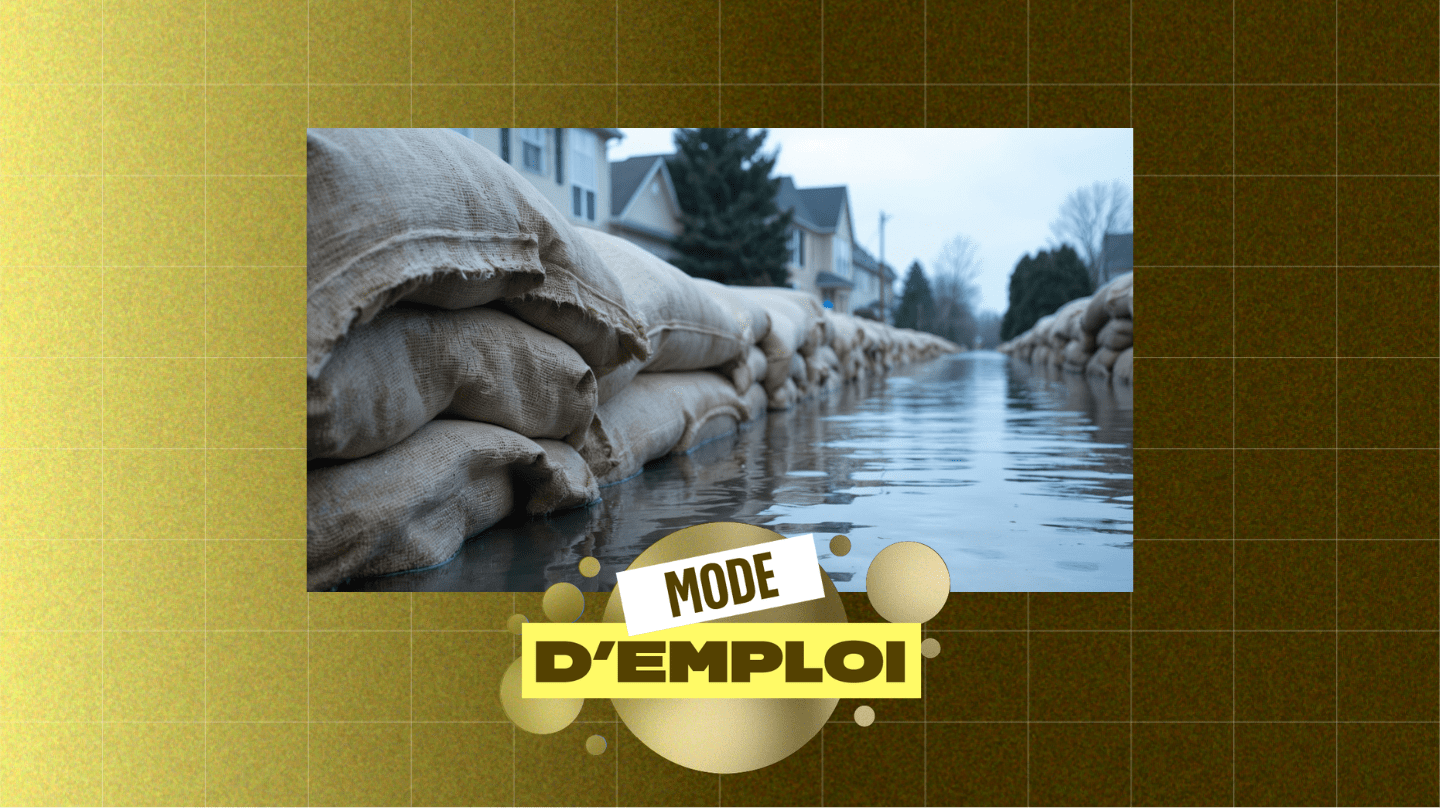 Des sacs de sable pour protéger des maisons d'une inondation.&nbsp;