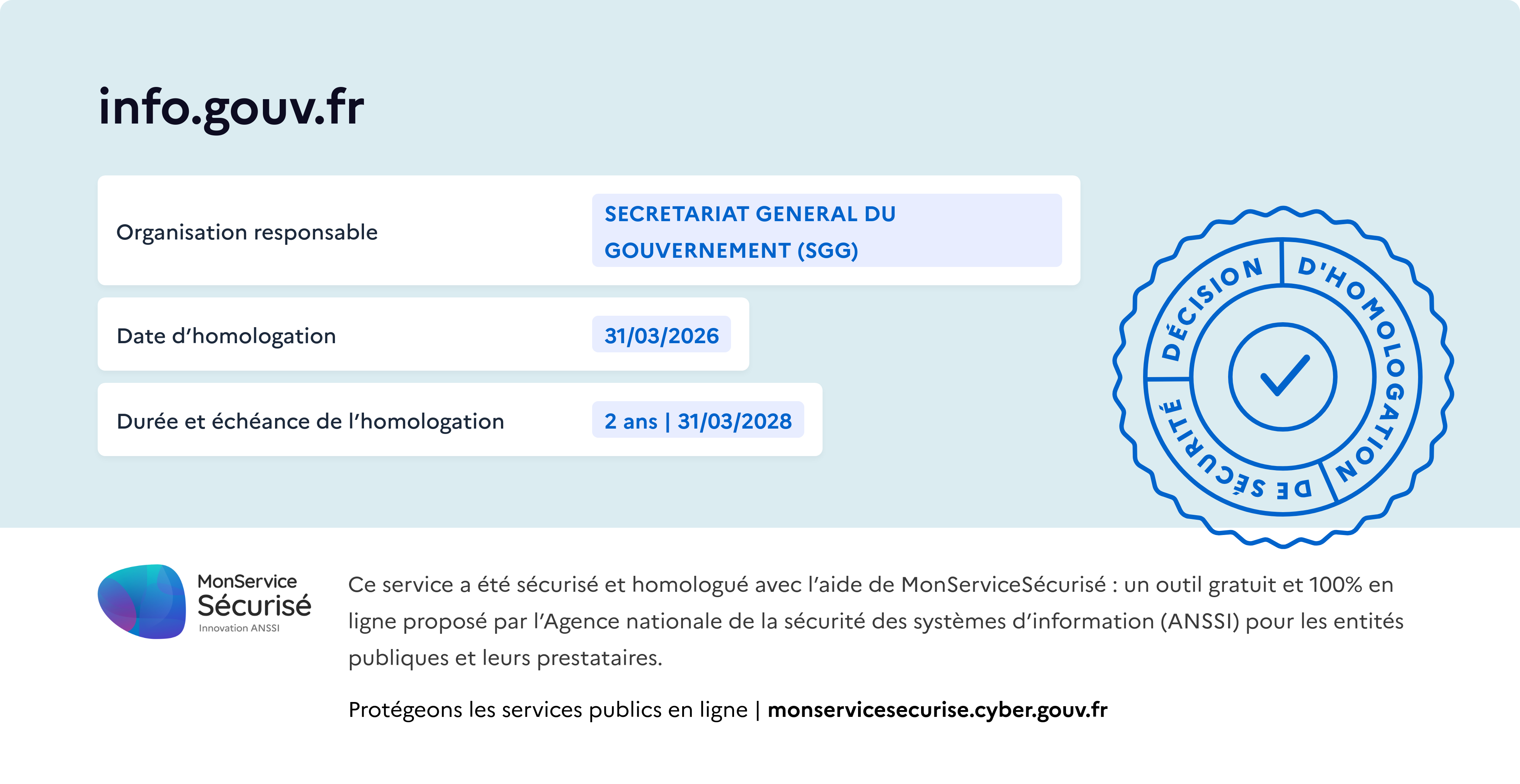 Décision d'homologation de sécurité