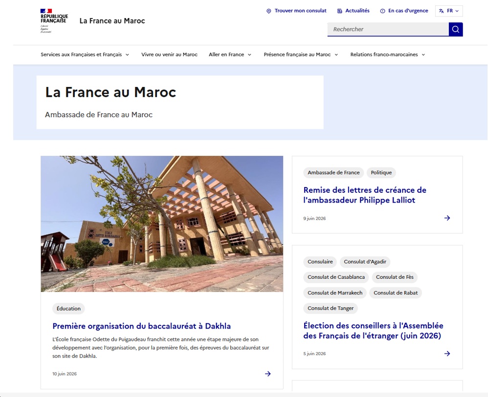 Site internet de la France au Maroc.&nbsp;Ambassade de France au Maroc