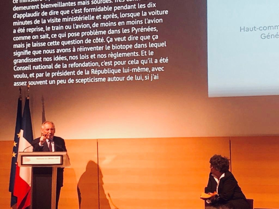 Prise de parole de François Bayrou, secrétaire général du Conseil national de la refondation&nbsp;