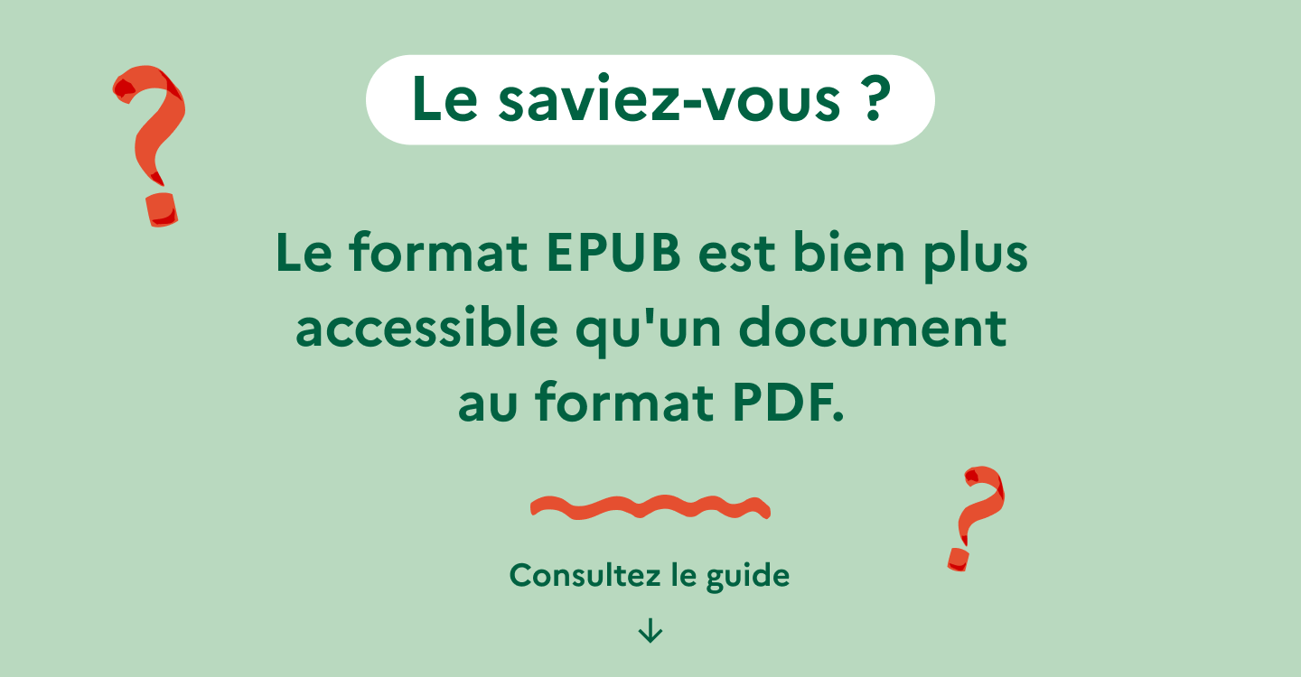 Le format e-pub est bien plus accessible qu'un document au format PDF.