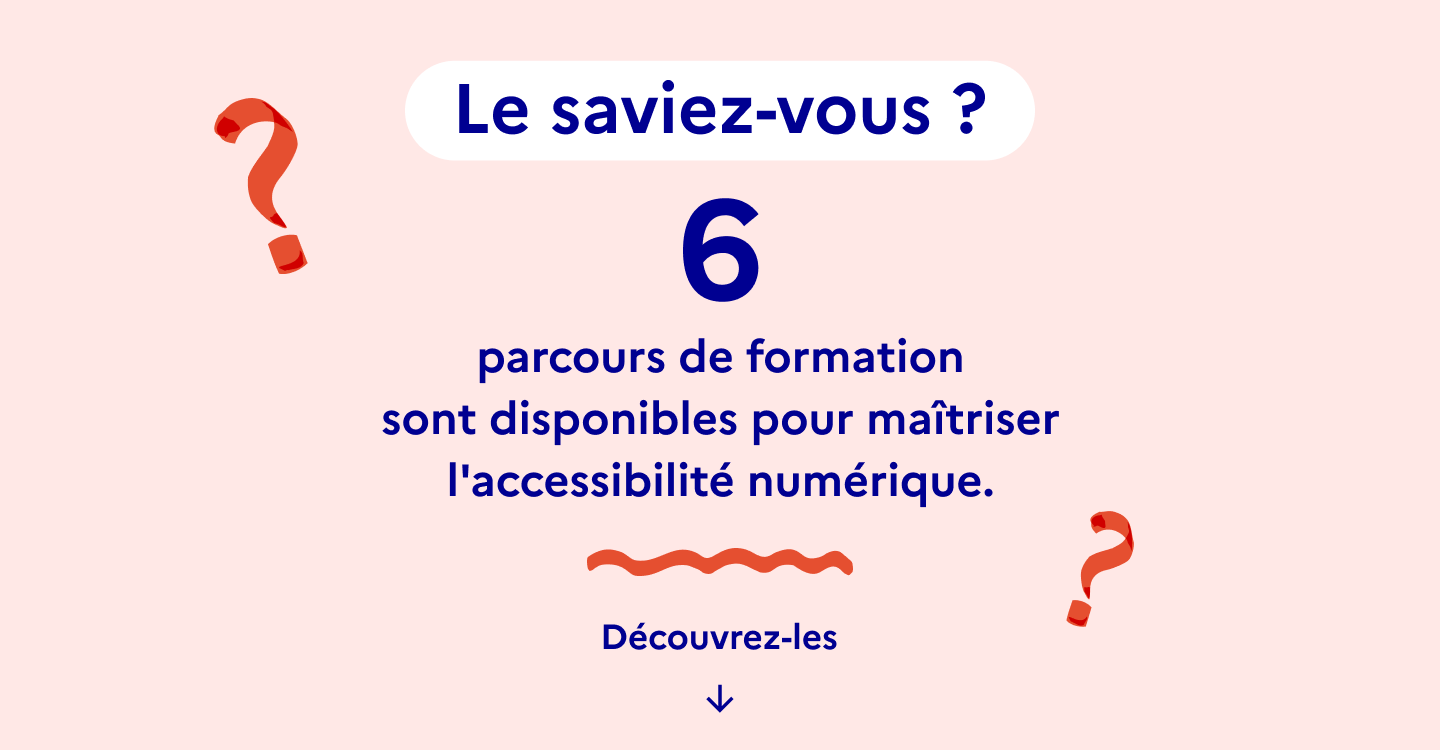 Il existe 6 formations et ateliers disponibles sur l'accessibilité numérique.