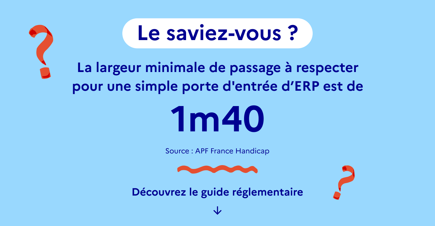 La taille minimale de passage pour une porte d'entrée d'un ERP (1m40).